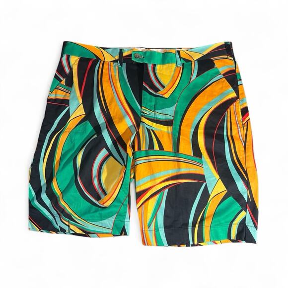 Loudmouth Golf Shorts Mens Size 40 Flat Front Geometric Geo Soft Stretch Chino - Picture 2 of 13